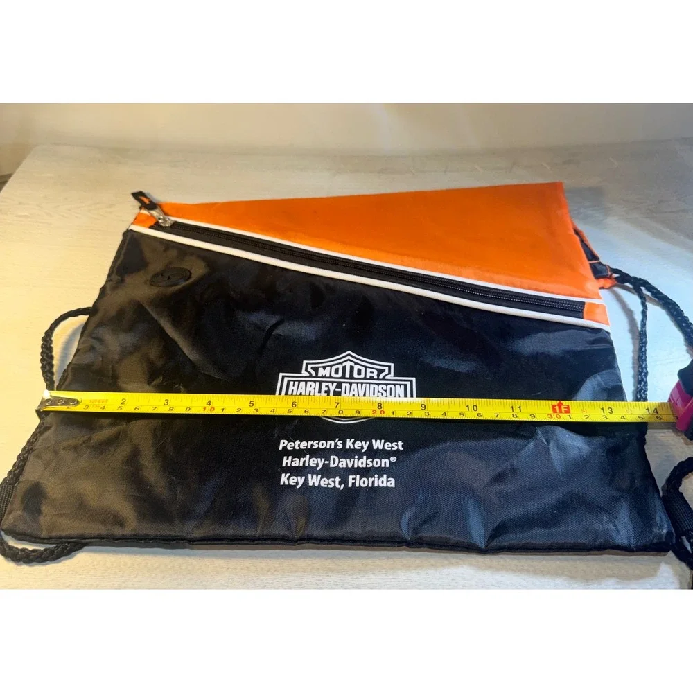 Harley Davidson Key West Florida Drawstring Backpack and Logo Pouch Set Black